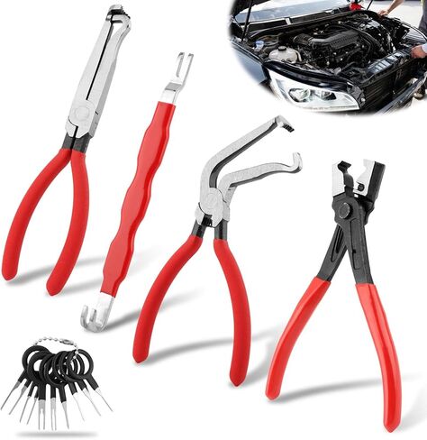 4 Pieces Electrical Disconnect Pliers for Cars, Automotive Electrical Connector Disconnect Tool and Connector Separator and Hose Clamp Pliers with Terminal Removal Tool Kit in Saudi Arabia