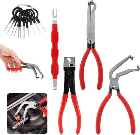 4 Pieces Electrical Disconnect Pliers for Cars, Automotive Electrical Connector Disconnect Tool and Connector Separator and Hose Clamp Pliers with Terminal Removal Tool Kit in Saudi Arabia