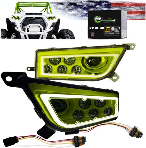 مصباح أمامي SLK-Lights (أزرق) RZR LED متوافق مع Polaris General، RZR 900s، Razor 1000 XP Turbo (يناسب: 2015-2021) (BLUE Halo). in Kuwait