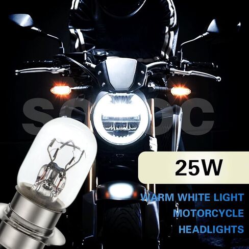 مصابيح SOFOC-P15D-25-1 H6M للدراجات النارية ATVs، T19 لمبة عالية/منخفضة الشعاع قاعدة اتصال مزدوجة 12 فولت 25 وات أبيض دافئ 2 قطعة in Kuwait