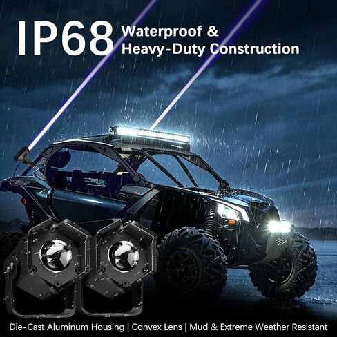أضواء سوط LED بدون سوط لـ UTV ATV، IP68 مصابيح سوط ليزر RGBW مقاومة للماء مع ضوء مطاردة عن بعد RF، إشارة الفرامل/الانعطاف، قاعدة زنبركية، مناسبة لشاحنة Polaris RZR Can-Am Maverick X3 CF Moto Kawasaki SXS in Kuwait
