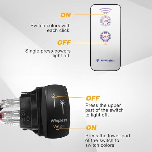 أضواء سوط LED بدون سوط لـ UTV ATV، IP68 مصابيح سوط ليزر RGBW مقاومة للماء مع ضوء مطاردة عن بعد RF، إشارة الفرامل/الانعطاف، قاعدة زنبركية، مناسبة لشاحنة Polaris RZR Can-Am Maverick X3 CF Moto Kawasaki SXS in Kuwait