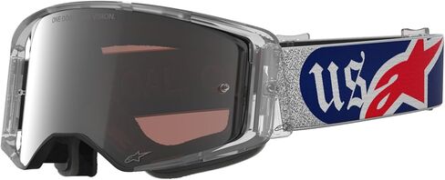Alpinestars Supertech Vision Merica Motocross Goggles with Mirror Lens for Off-Road Riding (Red/Blue/Mirror Silver/Cooper, One Size) in Kuwait