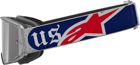Alpinestars Supertech Vision Merica Motocross Goggles with Mirror Lens for Off-Road Riding (Red/Blue/Mirror Silver/Cooper, One Size) in Kuwait