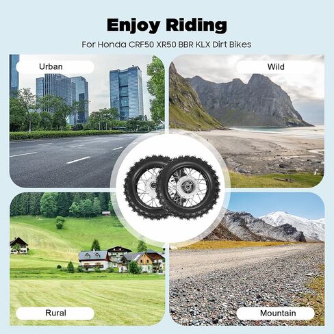 2.50-10 مجموعة العجلات الأمامية والخلفية 2.5-10 إطارات إطارات لهوندا CRF50 XR50 BBR KLX دراجة الطرق غير الممهدة 15 بوصة عجلات مصنوعة من خليط معدني الترباس المباشر على الاستبدال in Kuwait