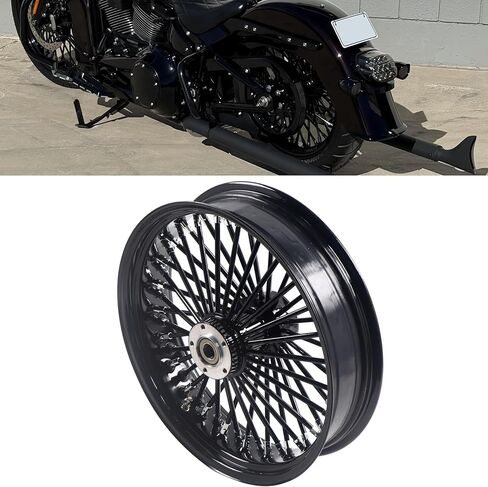 عجلة خلفية FatFlex مقاس 18 بوصة باللون الأسود مع حافة عريضة 4.25 بوصة لـ 08-up ABS Harley Dyna/Softail/Sportster، للتجول فقط موديلات ABS لعام 2008-18425R-25SM-BBB in Kuwait