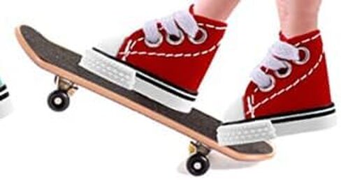 1 Pair Mini Fingerboard Skate Shoes - Red Realistic Tiny Shoes for Finger Breakdance, 3.5cm/1.37in in Kuwait
