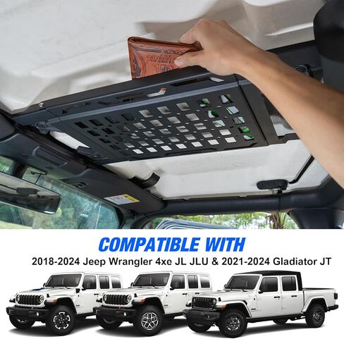 لوحة مولي لحامل السقف الصلب متوافقة مع 2018-2024 Jeep Wrangler JL JLU و2020-2024 Gladiator JT 4 أبواب، رف سقف علوي لتخزين البضائع (نماذج السقف الصلب فقط) in Kuwait