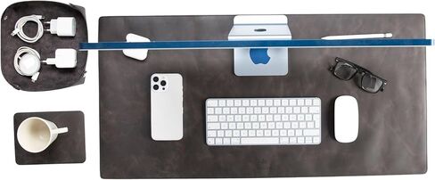 VENITO Leather 3-in-1 Desk Mat Set – Desk Mat (32"x16"), Organizer Tray & Cup Coaster – Full-Grain Leather Desk Pad for Office & Home – Elegant Workspace Accessories for Men & Women, Brown in Saudi Arabia