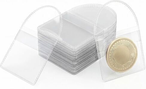 70 Pcs Single Pocket Coin Sleeves, Individual Sleeves Single Pocket Holders Flips Clear Coins Protectors Plastic Holders Flips Coins Storage Pouches for Coin Currency Bills Collectors 2.2 x 2.2 in Saudi Arabia