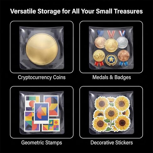 70 Pcs Single Pocket Coin Sleeves, Individual Sleeves Single Pocket Holders Flips Clear Coins Protectors Plastic Holders Flips Coins Storage Pouches for Coin Currency Bills Collectors 2.2 x 2.2 in Saudi Arabia