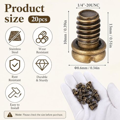 20 Pack Ceiling Fan Blade Screws, 1/4"-20 x 3/8" Phillips Pan Head Carbon Steel Replacement Screws for Lighted Ceiling Fan Blade Arms and Motor Hardware, Brass Tone in Saudi Arabia