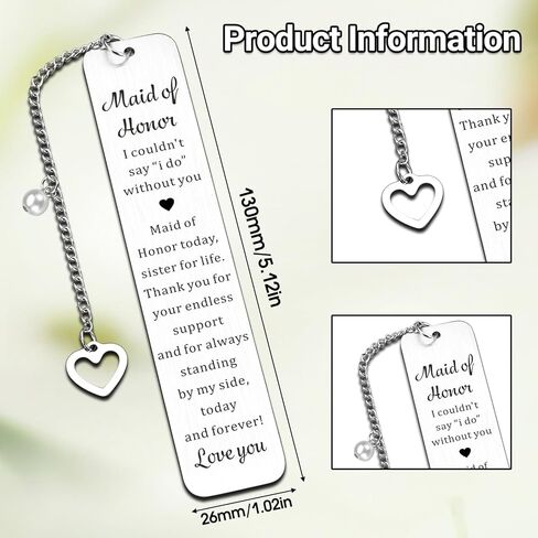 Maid of Honor Gifts Bookmark, Bridesmaid Gifts from Bride, Maid of Honor Proposal Gifts, Bridesmaid Proposal Gifts, Bridal Shower Bachelorette Party Wedding Gifts for Maid of Honor Bridesmaid in Saudi Arabia