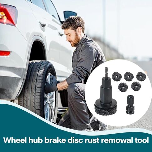 Wheel Hub Cleaning Tool Kit, Wheel Hub Resurfacing Kit Includes 5 Pads Fits Power Drill & 1/2" Impact Driven Wrenches, Wheel Stud, Quick Rust Removal for Lug Studs, Rotors, and Hub Surface Cleaning in Saudi Arabia