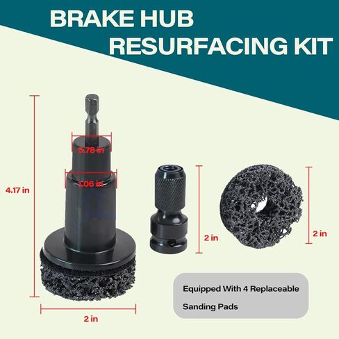 Wheel Hub Cleaning Tool Kit, Wheel Hub Resurfacing Kit Includes 5 Pads Fits Power Drill & 1/2" Impact Driven Wrenches, Wheel Stud, Quick Rust Removal for Lug Studs, Rotors, and Hub Surface Cleaning in Saudi Arabia