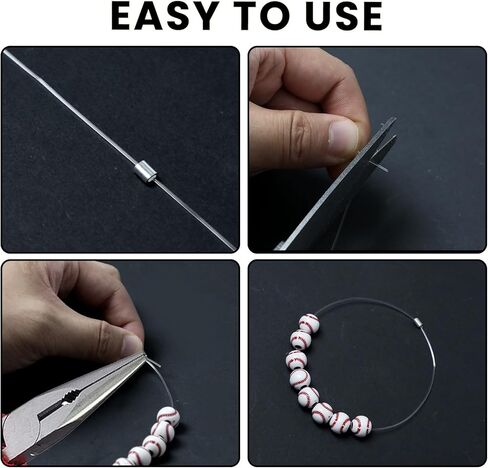 Clear Hanging Wire 0.8mm Up to 75Lbs, 820FT(250m) Heavy Duty Fishing Line, Invisible Nylon Thread with 120 Pcs Aluminum Crimping Loop Sleeves, Clear Picture Hanging Wire in Saudi Arabia
