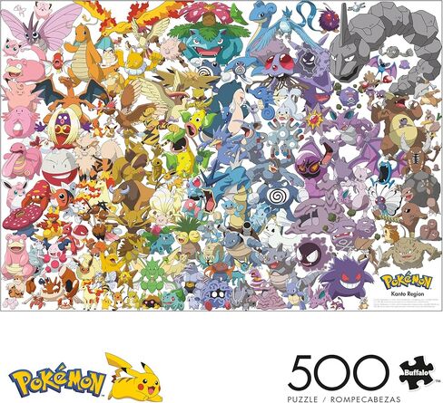 Buffalo Games Pokémon Kanto 151 500 Piece Jigsaw Puzzle - Multicolor, 21.25 x 15 in, Rectangular - Bonus Poster Included - Precision Cut Pieces - Pokemon Gifts for Adults in Kuwait