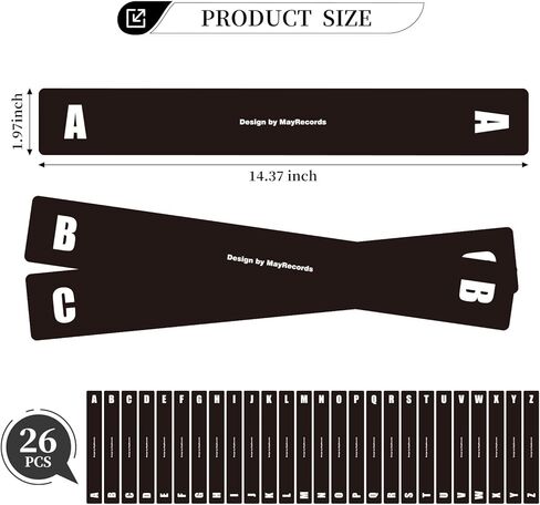 26 pcs Vinyl Record Dividers A-Z Alphabet Dividers Black Plastic Vinyl Record Separator Card Divider for Album CD DVD Bookshelf Organizer, Supports Horizontal & Vertical Placement in Saudi Arabia