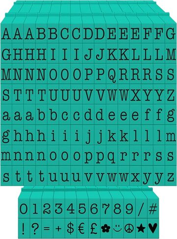 PEGZ® V2 Alphabet Stamps Clickable - Connectable American Typewriter Font (60 Uppercase, 60 Lowercase, 24 Numbers & Symbols, 6 Blanks, 150 pc Medium Size) in Saudi Arabia