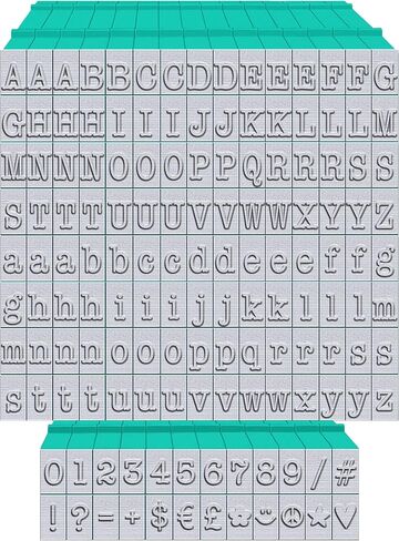 PEGZ® V2 Alphabet Stamps Clickable - Connectable American Typewriter Font (60 Uppercase, 60 Lowercase, 24 Numbers & Symbols, 6 Blanks, 150 pc Medium Size) in Saudi Arabia