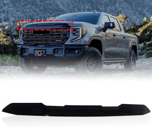 أغطية الشبكة الأمامية العلوية متوافقة مع 2022 2023 2024 GMC Sierra 1500 ملحقات السيارة الأمامية المطلية باللون الأسود اللامع in Kuwait