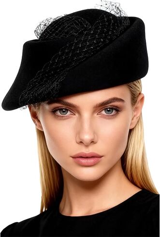 Small Top Hats for Women Elegant Winter Vintage Beret Wool Felt Fedoras Ladies Luxury Wedding and Church Cap Female in Saudi Arabia