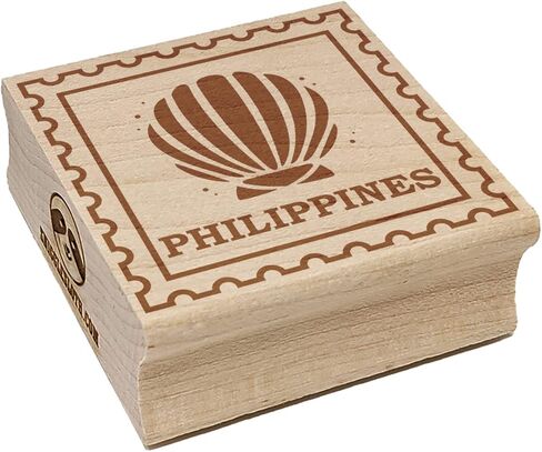 Philippines Travel Scallop Seashell Beach Ocean Square Rubber Stamp for Stamping Crafting - 1.25in Small in Kuwait