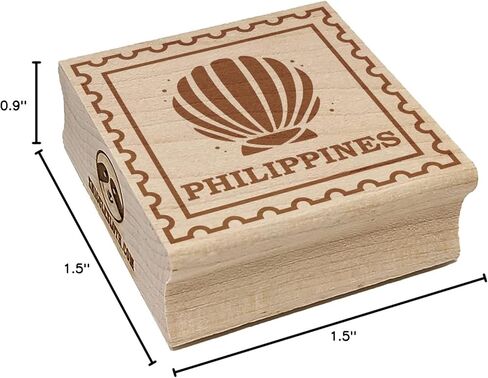 Philippines Travel Scallop Seashell Beach Ocean Square Rubber Stamp for Stamping Crafting - 1.25in Small in Saudi Arabia
