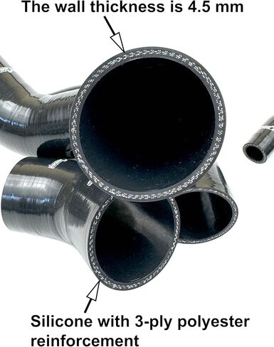 Silicone Intercooler Hose Kit designed for 2001-2006 Mitsubishi Lancer Evolution EVO 7/8/9 CT9A 4G63, Black in Saudi Arabia