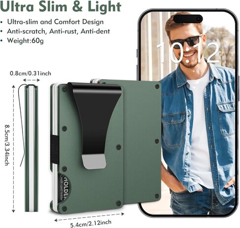 Minimalist Wallet for Men with Aluminum Money Clip Wallet, Slim Credit Card Holder for RFID Blocking, Mens Minimalist Metal Wallets for Men & Women Slim Anti-scratch (black) in Saudi Arabia