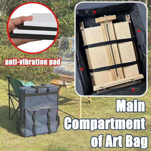 French Easel Backpack for Plein Air Painting, Comfortable Carrying Bag for Wooden Field Easels, Outdoor Artist Travel Backpack with Stabilizing Straps & Water-Resistant Bottom（only Backpack） in Saudi Arabia