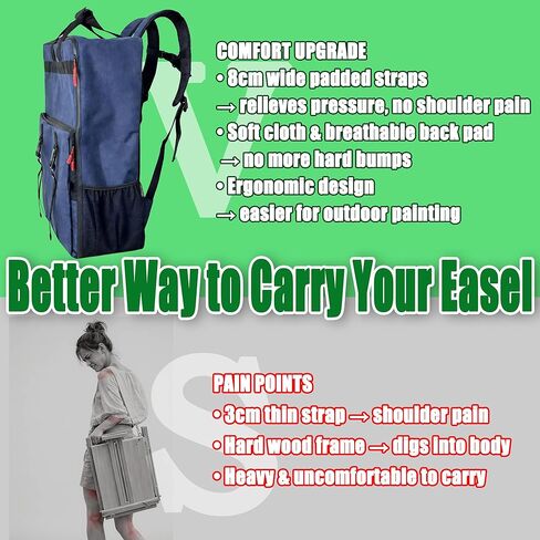 French Easel Backpack for Plein Air Painting, Comfortable Carrying Bag for Wooden Field Easels, Outdoor Artist Travel Backpack with Stabilizing Straps & Water-Resistant Bottom（only Backpack） in Saudi Arabia