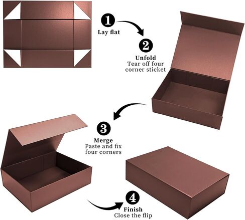 GREDNA 2 Pack 12.2x9.25x3.35 علب الهدايا المغناطيسية، صندوق هدايا بني مع غطاء للهدايا، صندوق اقتراح العريس، الزفاف، عيد الميلاد، الهالوين، تغليف هدايا عيد الميلاد in Kuwait