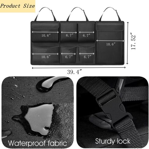 Car Trunk Organizer, Detachable Car Backseat Hanging Organizer with 7 Large Storage Pockets, Collapsible Back Seat Organizer Car Interior Accessories for SUV, Van, Jeep in Saudi Arabia