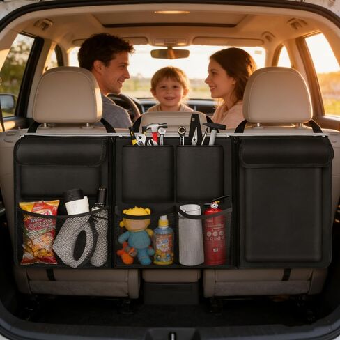 Car Trunk Organizer, Detachable Car Backseat Hanging Organizer with 7 Large Storage Pockets, Collapsible Back Seat Organizer Car Interior Accessories for SUV, Van, Jeep in Saudi Arabia