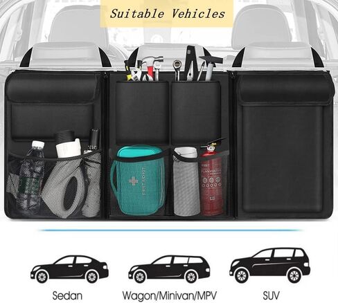 Car Trunk Organizer, Detachable Car Backseat Hanging Organizer with 7 Large Storage Pockets, Collapsible Back Seat Organizer Car Interior Accessories for SUV, Van, Jeep in Saudi Arabia