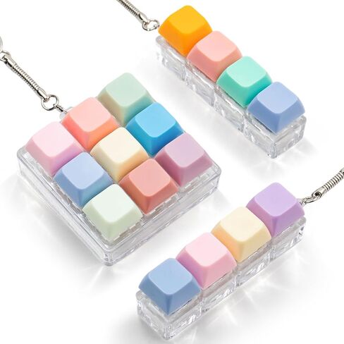 3 Pack Keyboard Fidget Keychain, Cute Clicky Keyboard Clicker Fidget for Adults, Cat Paw Fidget Clicker Stress Relief, Mini Button Finger Sensory Clicker Toy Gifts for Boost Focus & Anxiety Relief in Saudi Arabia