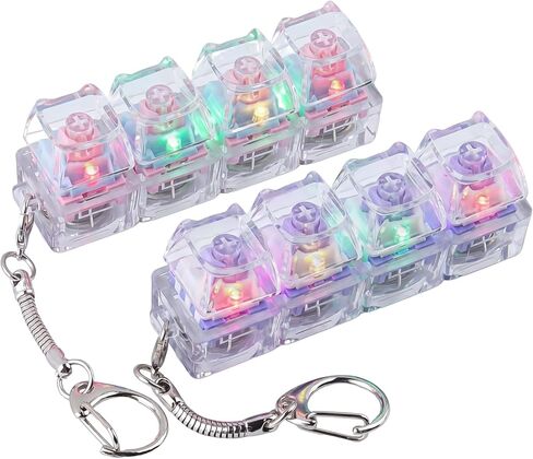 2 Pcs Keyboard Fidget Toy, Keyboard Clicker Fidget Keychain with LED Lights, Cat Shape 4-in-1 Keyboard Decompression Button Finger Clicker Toys for Adults, Stress & Anxiety Relief in Kuwait