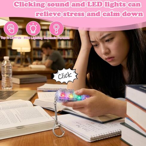 2 Pcs Keyboard Fidget Toy, Keyboard Clicker Fidget Keychain with LED Lights, Cat Shape 4-in-1 Keyboard Decompression Button Finger Clicker Toys for Adults, Stress & Anxiety Relief in Kuwait