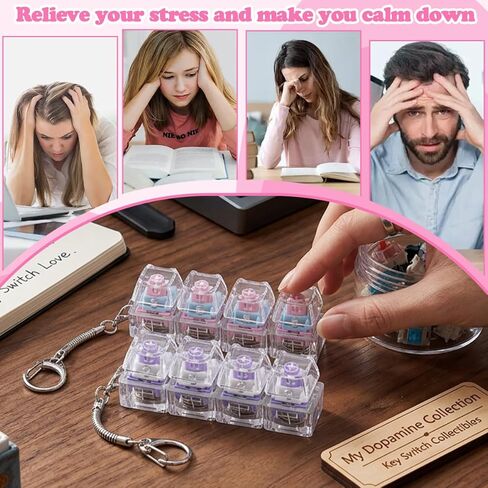 2 Pcs Keyboard Fidget Toy, Keyboard Clicker Fidget Keychain with LED Lights, Cat Shape 4-in-1 Keyboard Decompression Button Finger Clicker Toys for Adults, Stress & Anxiety Relief in Kuwait