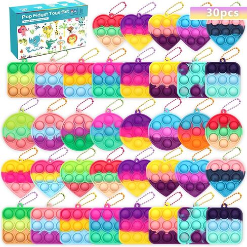 30PCS Party Favors for Kids, Bulk Fidget Toys, Birthday Party Toys, Small Classroom Prizes Box Fidgets Toys for Kids Toddlers Adult, Goodie Bag Stuffers, Treasure Chest, Bubbles Poppers,Relieve Stress in Saudi Arabia