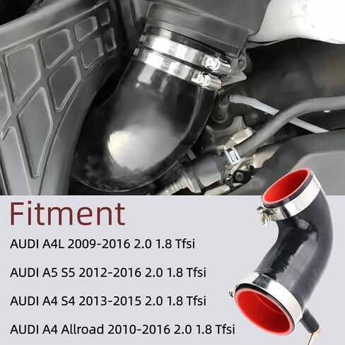 Silicone Turbo Intake Pipe Fit for Audi A4 allroad quattro 2010-2016 / A4 S4 2013-2015 / A4L 2009-2016 / A5 S5 2012-2016, 2.0 1.8 Tfsi 06H129629F in Saudi Arabia
