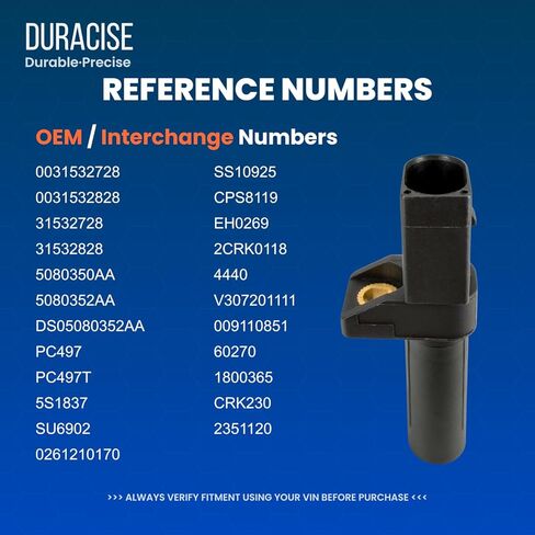 DURACISE Crankshaft Position Sensor Compatible with Mercedes-Benz C230 C240 C320 C32 E320 E430 E500 E55 ML320 ML350 ML500 S430 S500 S600 CL500 CLK320 & Dodge Sprinter & Freightliner Sprinter 2500/3500 in Kuwait