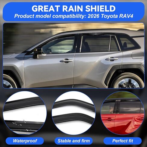 واقيات النوافذ داخل القناة، واقيات المطر لسيارة Toyota Rav4 لعام 2026، عاكسات النوافذ، تقلل من ضوضاء الرياح وحماية الطقس، ملحقات Rav4 لعام 2026 (4 قطع) in Kuwait