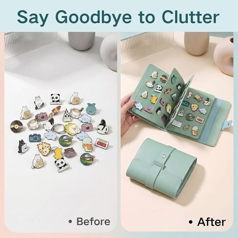 Enamel Pin Display Book Pins Collection Book, Portable PU Leather Trading Folder for Lapel Pins, Compact Enamel Pin Holder Organizer with 4 Pages for Travel (Sage Green) in Saudi Arabia