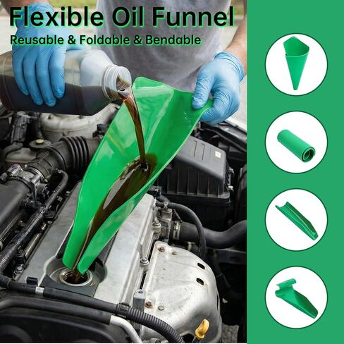 Flexible Funnel Oil Change Tool Set - Reusable Foldable Bendable Spill-Free Flexible Oil Funnels for Automotive Use, Magnetic Oil Drain Plug Removal Tool, Oil Change Tools for Car, Truck, Motorcycle in Saudi Arabia