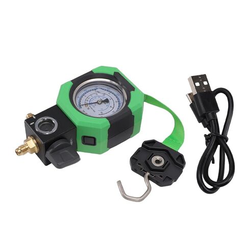 Fafeicy HVAC، أداة شحن بصمام مزدوج مع منفذ USB من النوع C وإضاءة LED، لمبردات R410 R22 R32، نطاق ضغط 0 500 رطل لكل بوصة مربعة، بطارية قابلة لإعادة الشحن 1500 مللي أمبير في الساعة in Kuwait