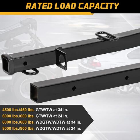 45048 Trailer Hitch Receiver Adapter Reducer, 2-1/2 to 2-Inch Extender, 34-Inch Extension, 4500 lbs Weight Capacity, Trailer Hitch Extender Replacement Part No.45048 - Black in Saudi Arabia