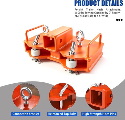 Heavy Duty Forklift Trailer Hitch Attachment, 6500LBS Towing Capacity 2" Receiver, Compatible with Dual Pallet Forks, Fork Mounted Tow Hitch for Warehouse, Construction, Farm & Industrial Use in Saudi Arabia