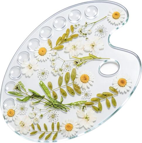 11 x 7.9 Inch Epoxy Dried Flower Painting Palette with Thumb Hole, Pressed Flower Paint Tray Pad, Resin Artist Pallet for Oil Watercolor Craft DIY Art Painting Palette in Saudi Arabia